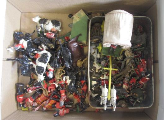 Playworn lead figures and animals by various makers Image