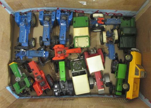 Britains playworn farm vehicles including Tractors Image