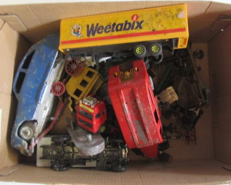 Playworn diecast vehicles by Dinky and others Image