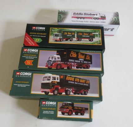Five Corgi Eddie Stobart vehicles comprising Ford Tilt and Trailer Image