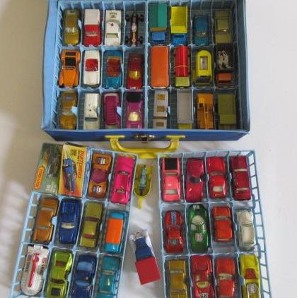 Matchbox Superfast vehicles in Matchbox storage box Image