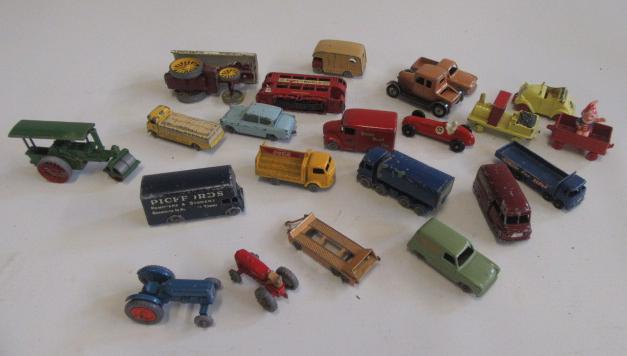 Playworn Matchbox vehicles including Showmans engine Image