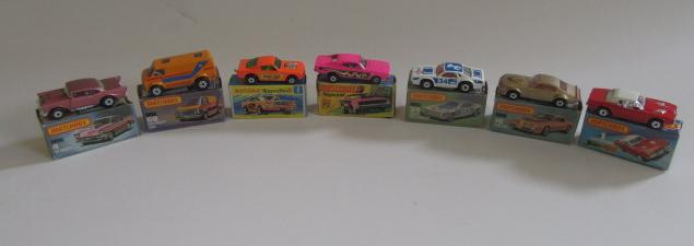 Seven Matchbox Superfast vehicles comprising No1 Dodge Challenger Image