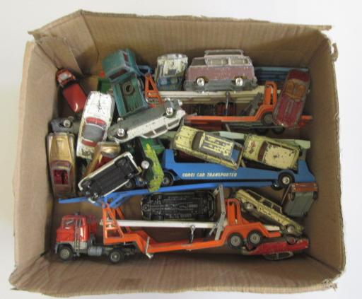 Playworn diecast vehicles including Corgi Image