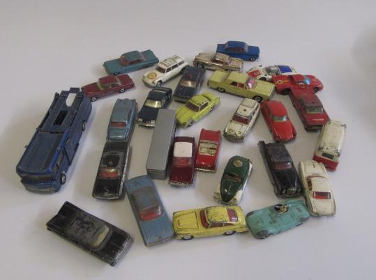 Playworn diecast vehicles including Corgi Image