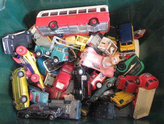 Playworn Corgi vehicles including buses Image