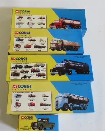 Five Corgi Classics including tanker wagons and Collector Club Land Rover Image