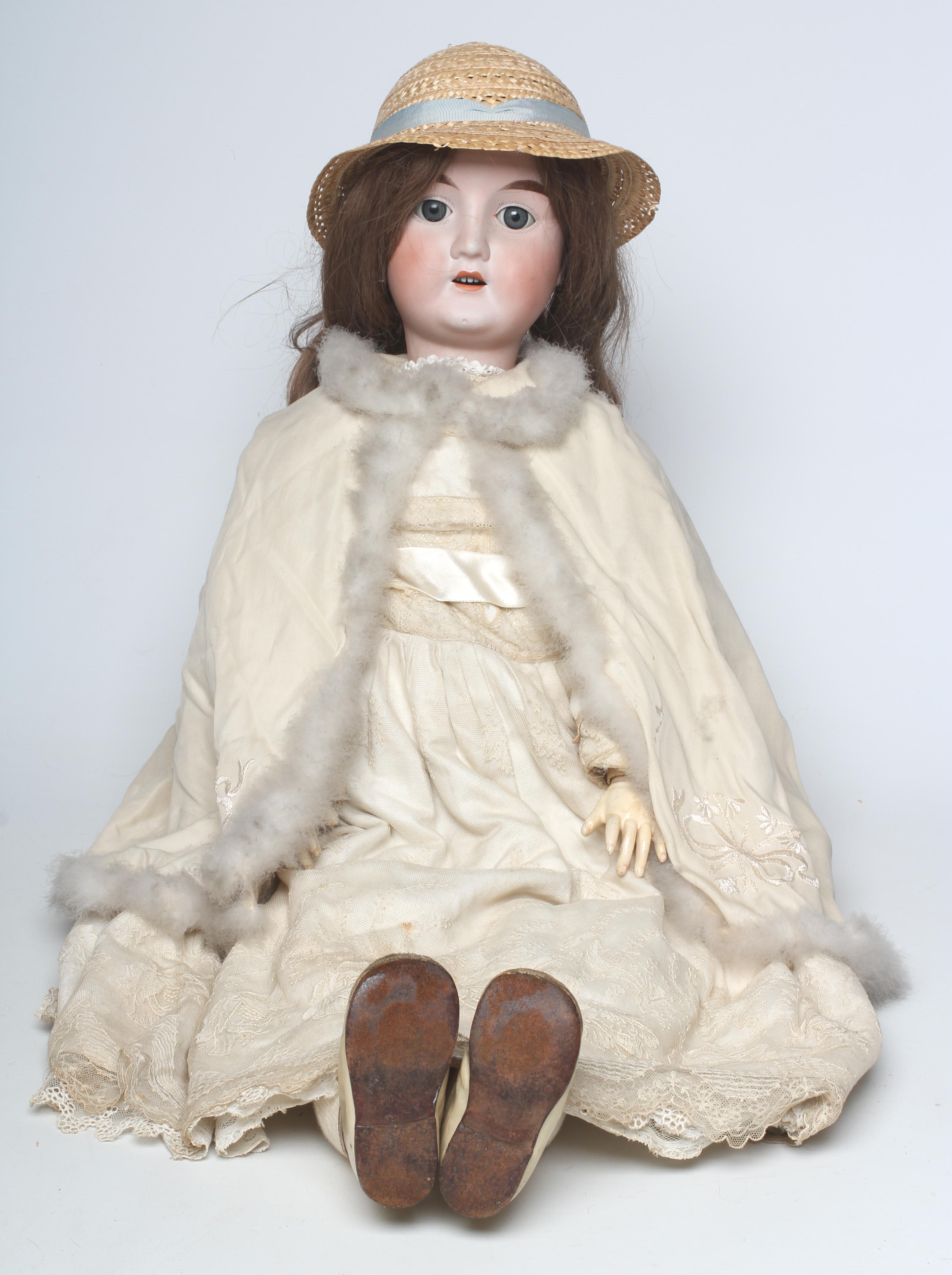 A rare Furga Canneto bisque socket head doll with blue glass paperweight sleeping eyes Image