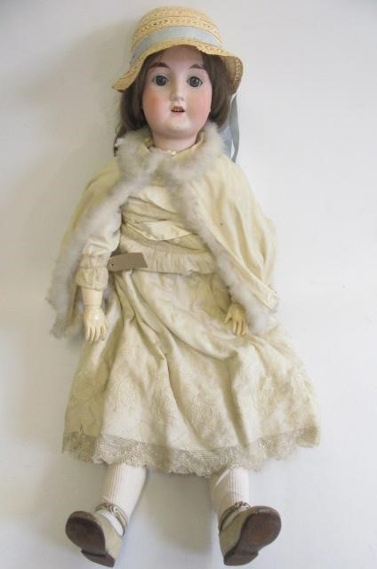 A rare Furga Canneto bisque socket head doll with blue glass paperweight sleeping eyes Image