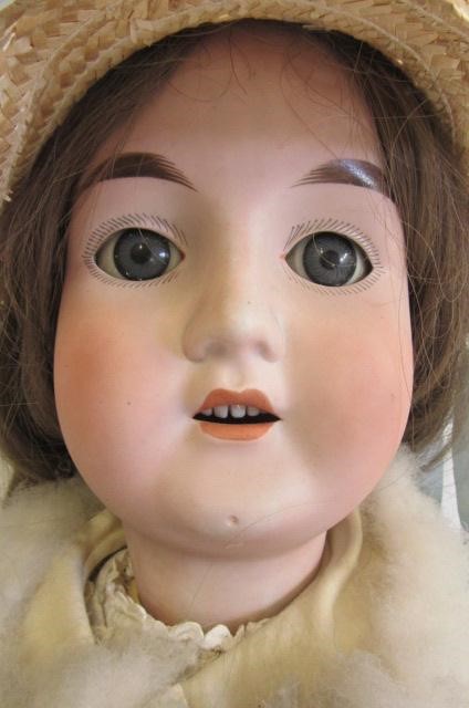 A rare Furga Canneto bisque socket head doll with blue glass paperweight sleeping eyes Image