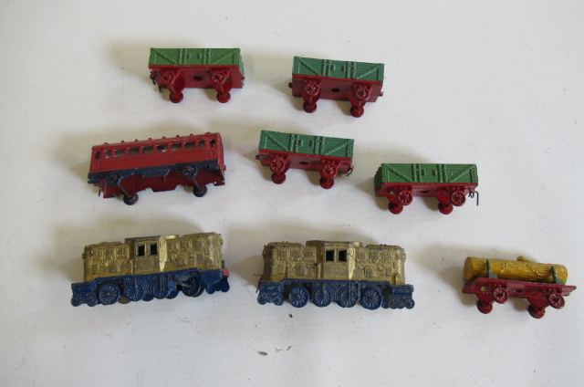 French Dinky train sets with two electric type locomotives Image