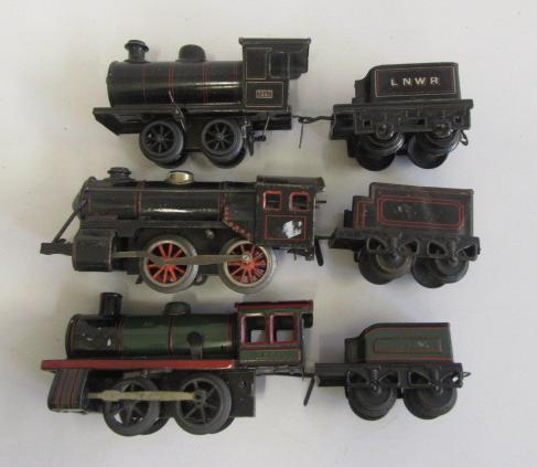 Three clockwork 0-4-0 tender locomotives by Bing and Carl Bub Image