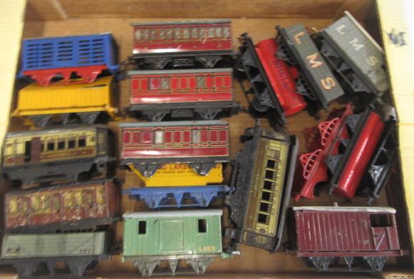 Playworn Hornby passenger and goods rolling stock Image