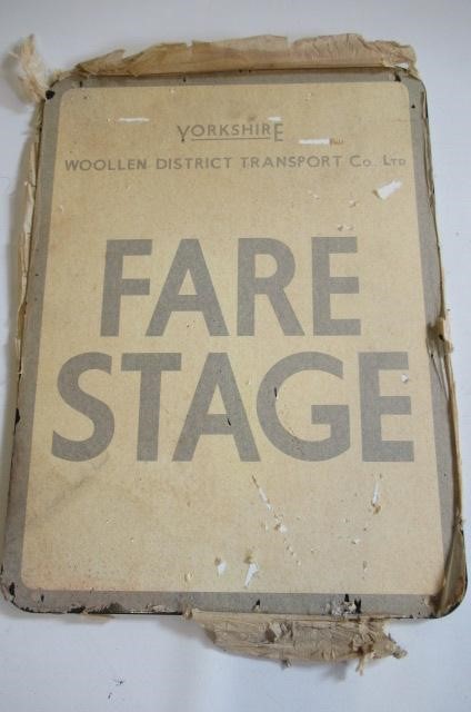 Two double sided aluminium bus signs for the The Yorkshire Woollen District Transport Co. Ltd Image