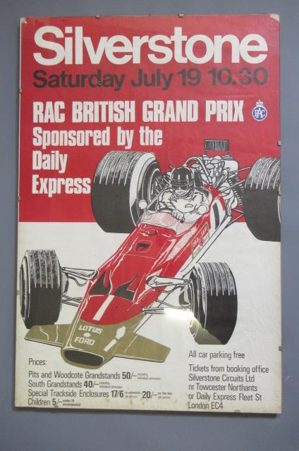 A vintage poster for the Silverstone RAC British Grand Prix Image