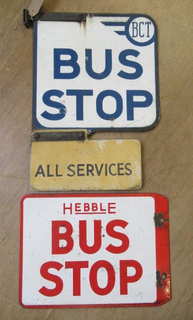 A two sided BCT enamel bus stop sign Image