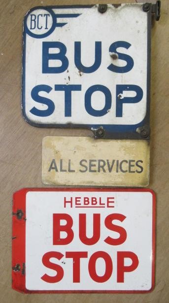 A two sided BCT enamel bus stop sign Image