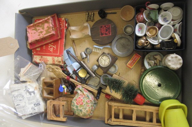 A small quantity of dolls house furniture and fittings including examples by PIT-A-PAT (Est. plus Image