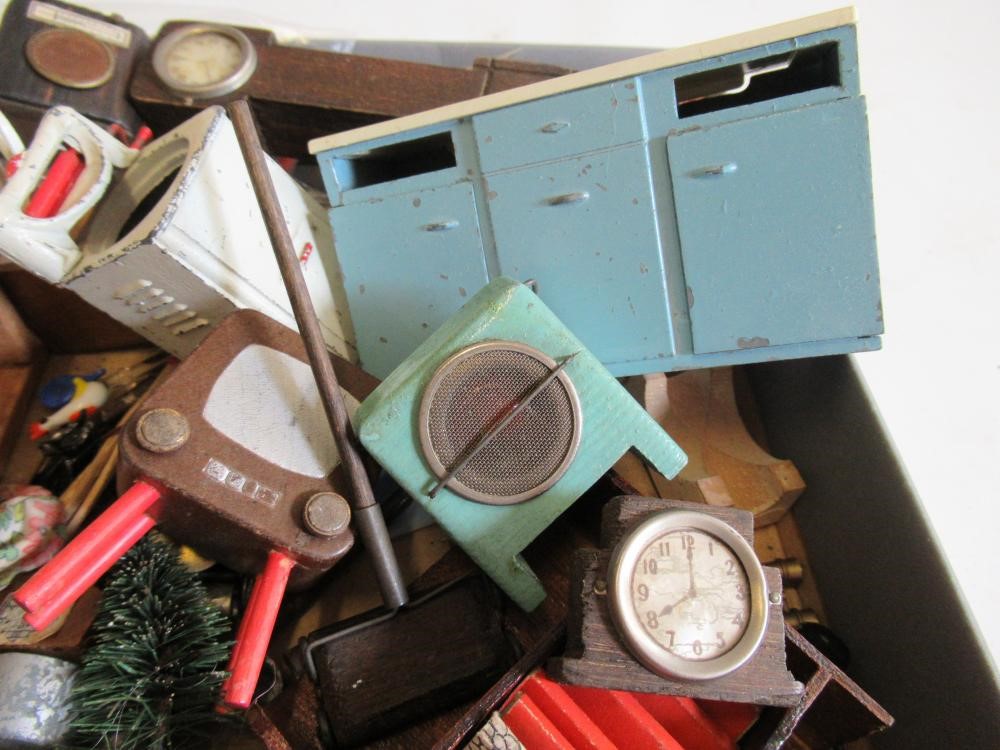 A small quantity of dolls house furniture and fittings including examples by PIT-A-PAT (Est. plus Image