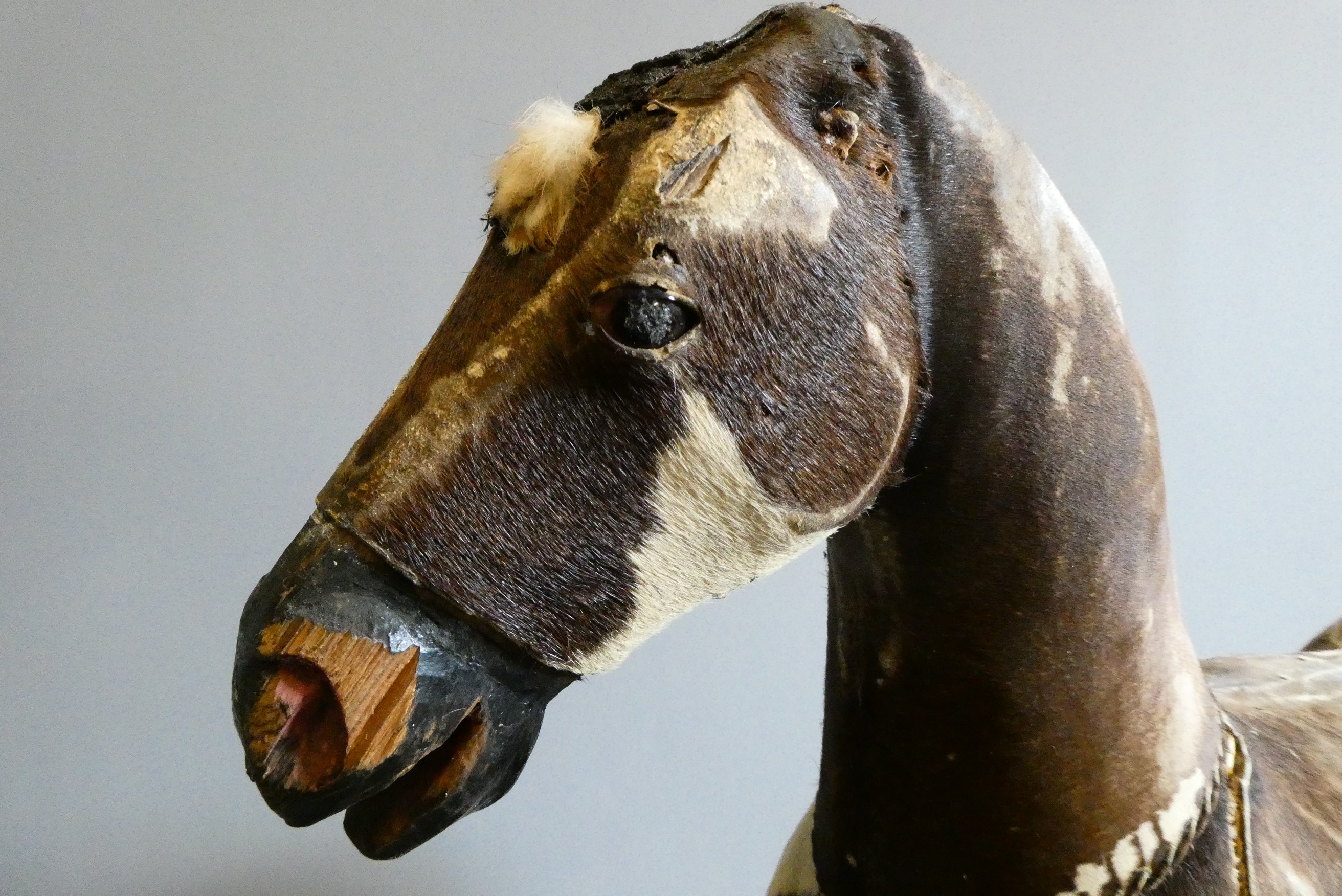An antique pull-a-long rocking horse Image
