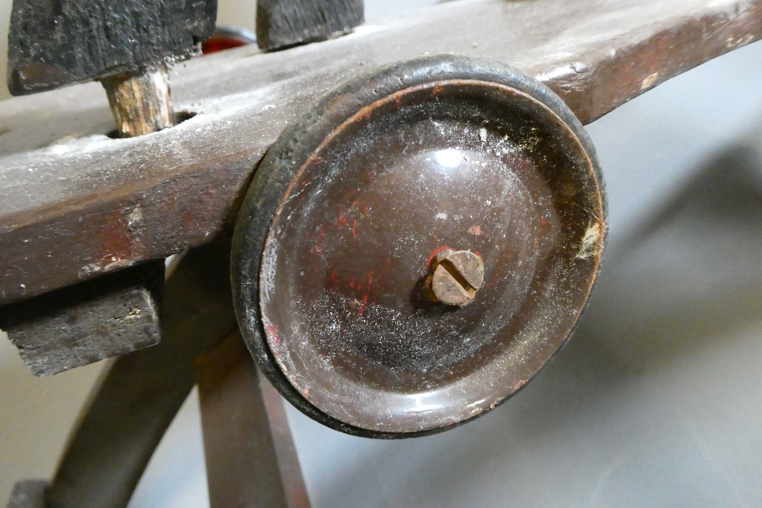 An antique pull-a-long rocking horse Image