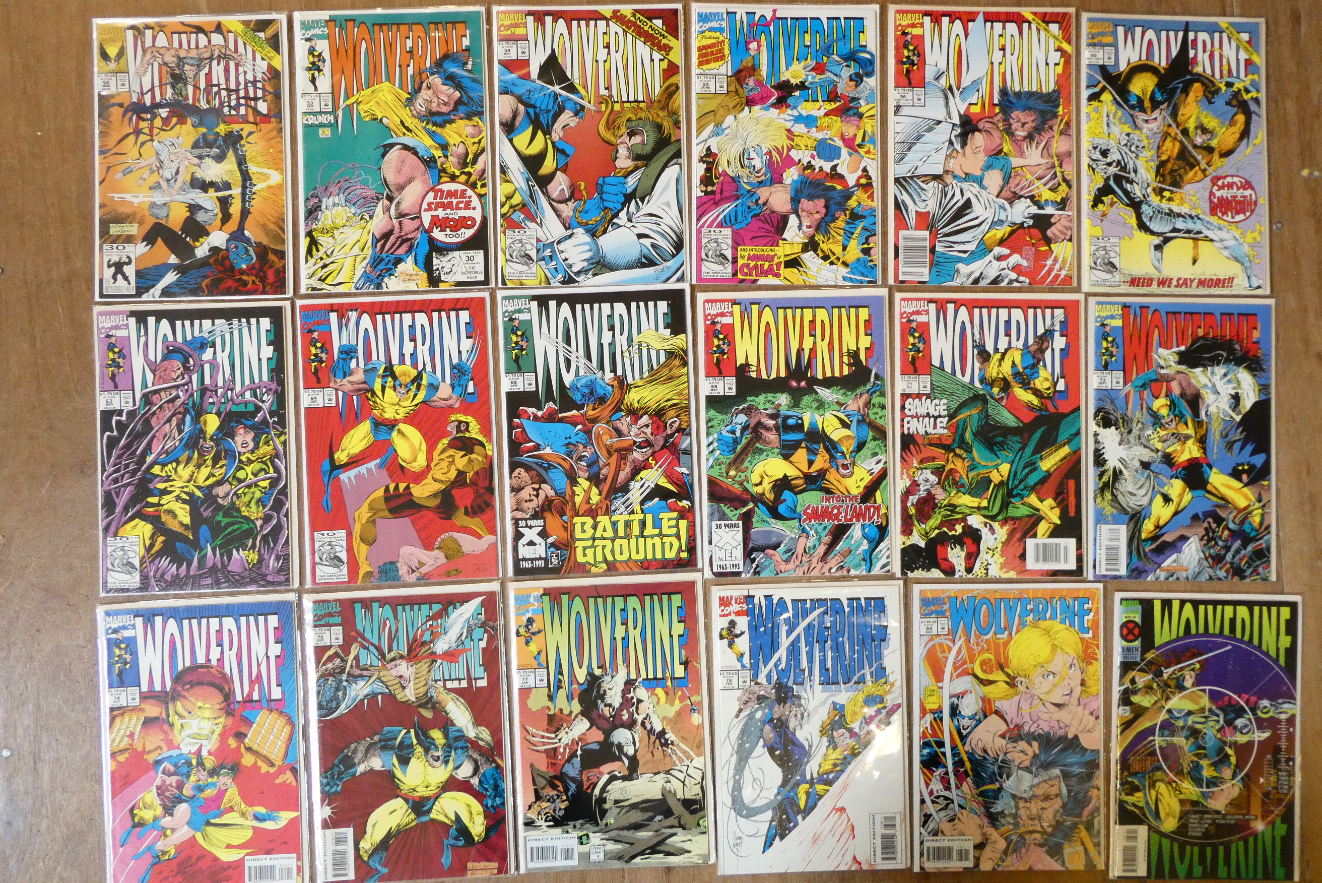 A collection of Wolverine Marvel comics Image