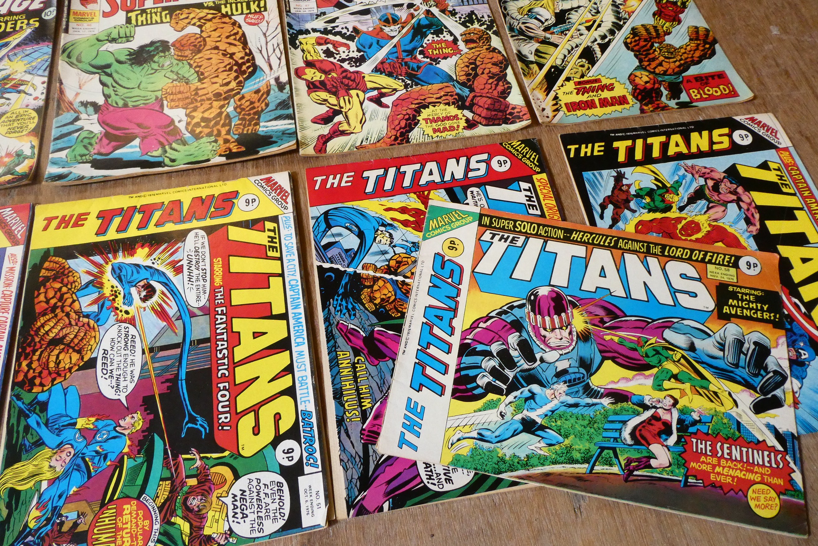 A collection of Fantastic Four and Hulk Marvel comics Image