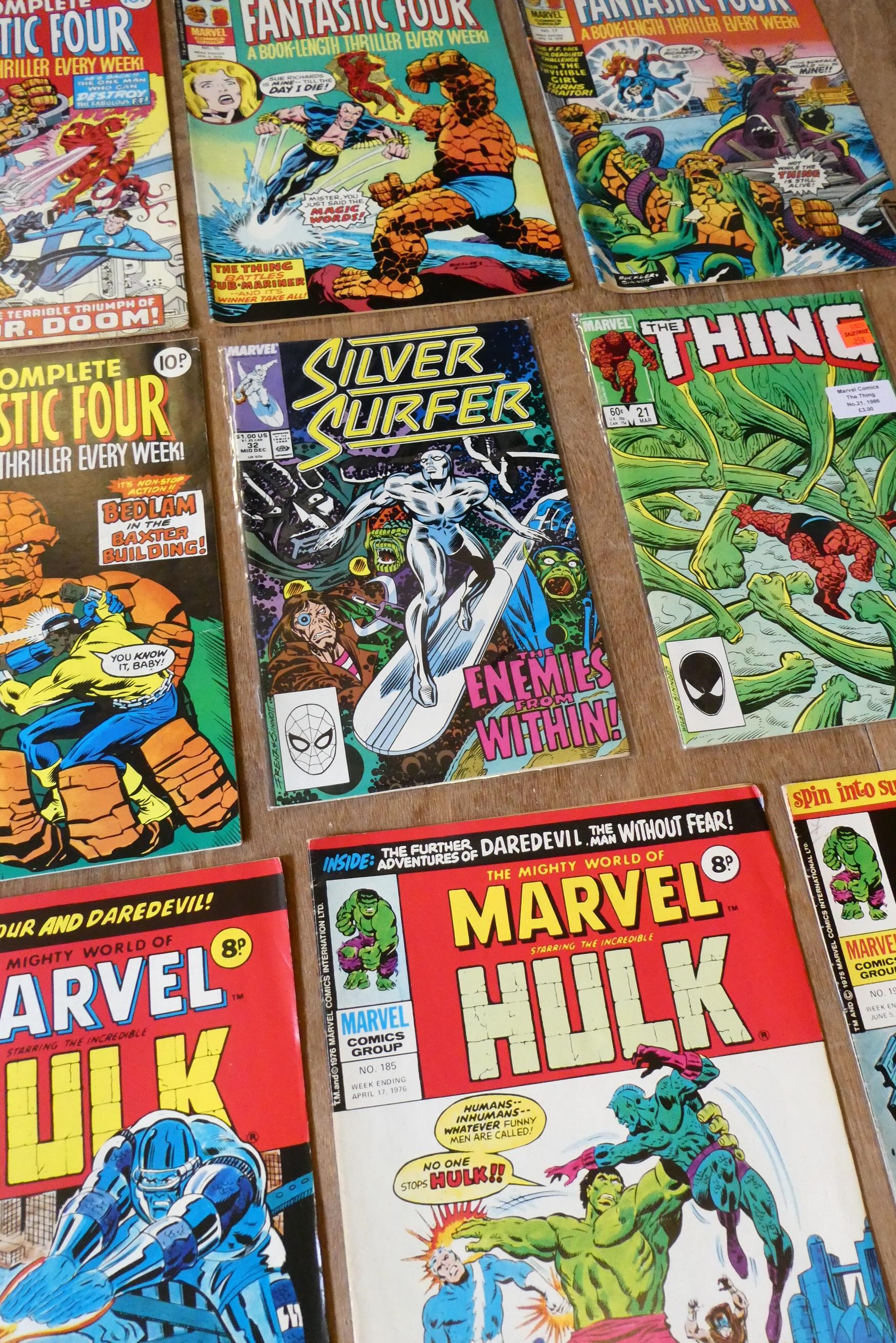 A collection of Fantastic Four and Hulk Marvel comics Image