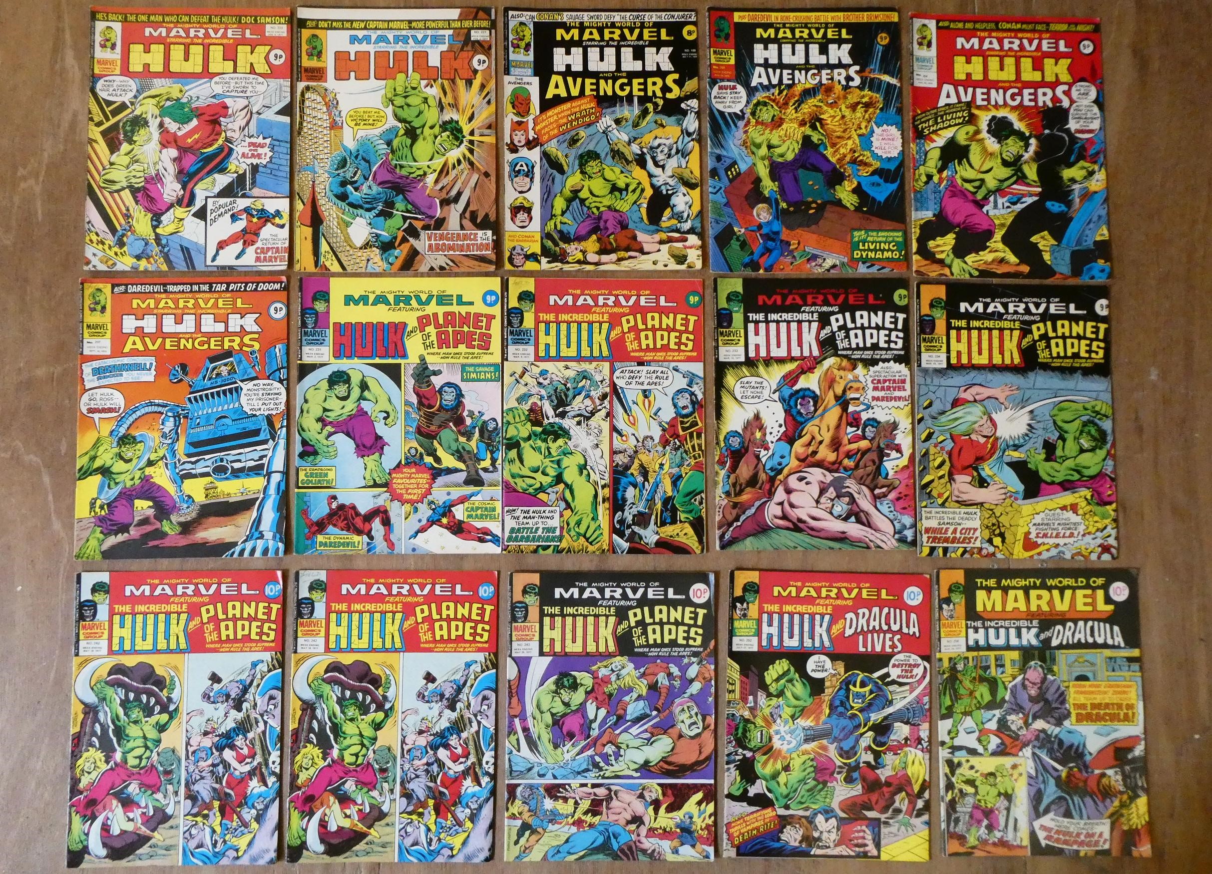 A collection of Fantastic Four and Hulk Marvel comics Image