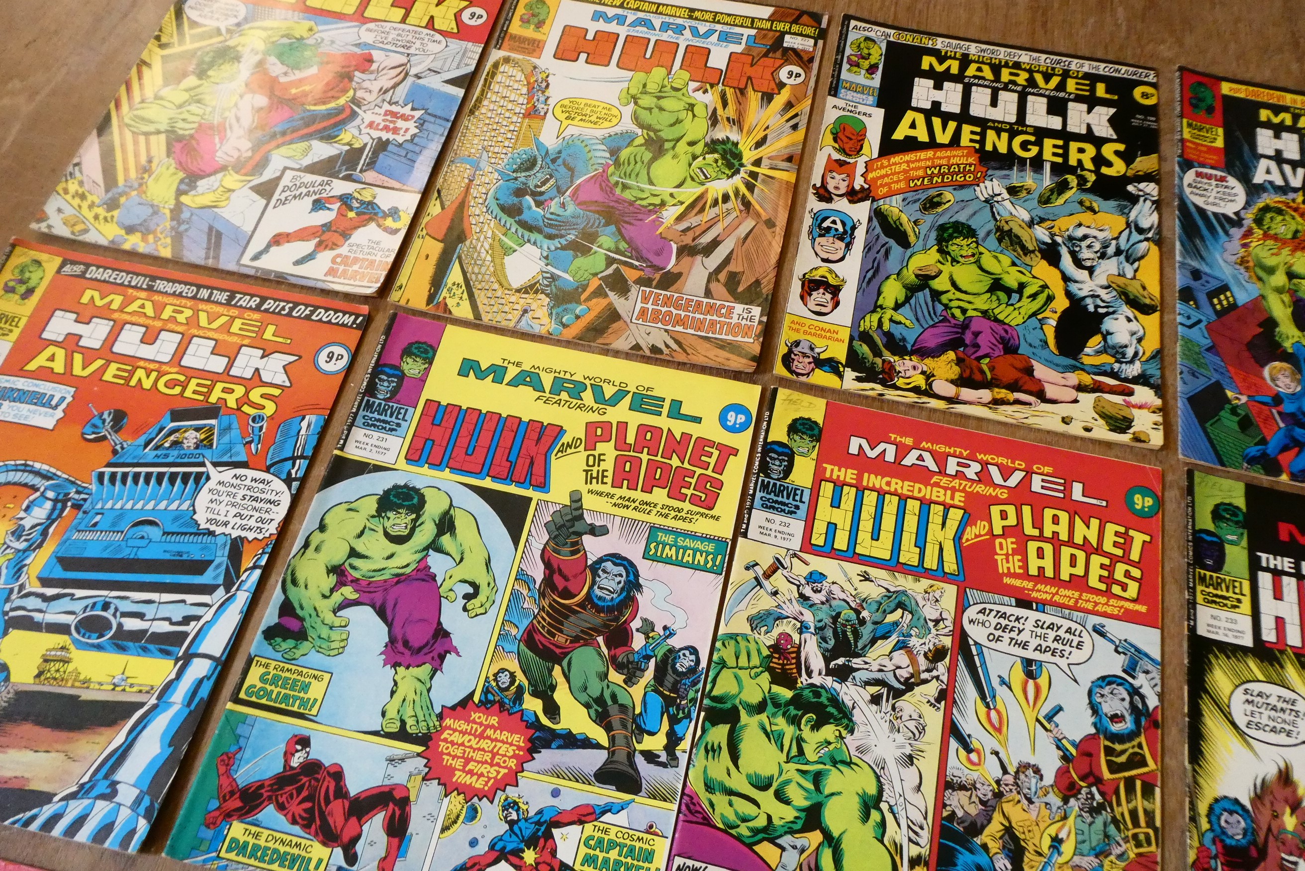 A collection of Fantastic Four and Hulk Marvel comics Image