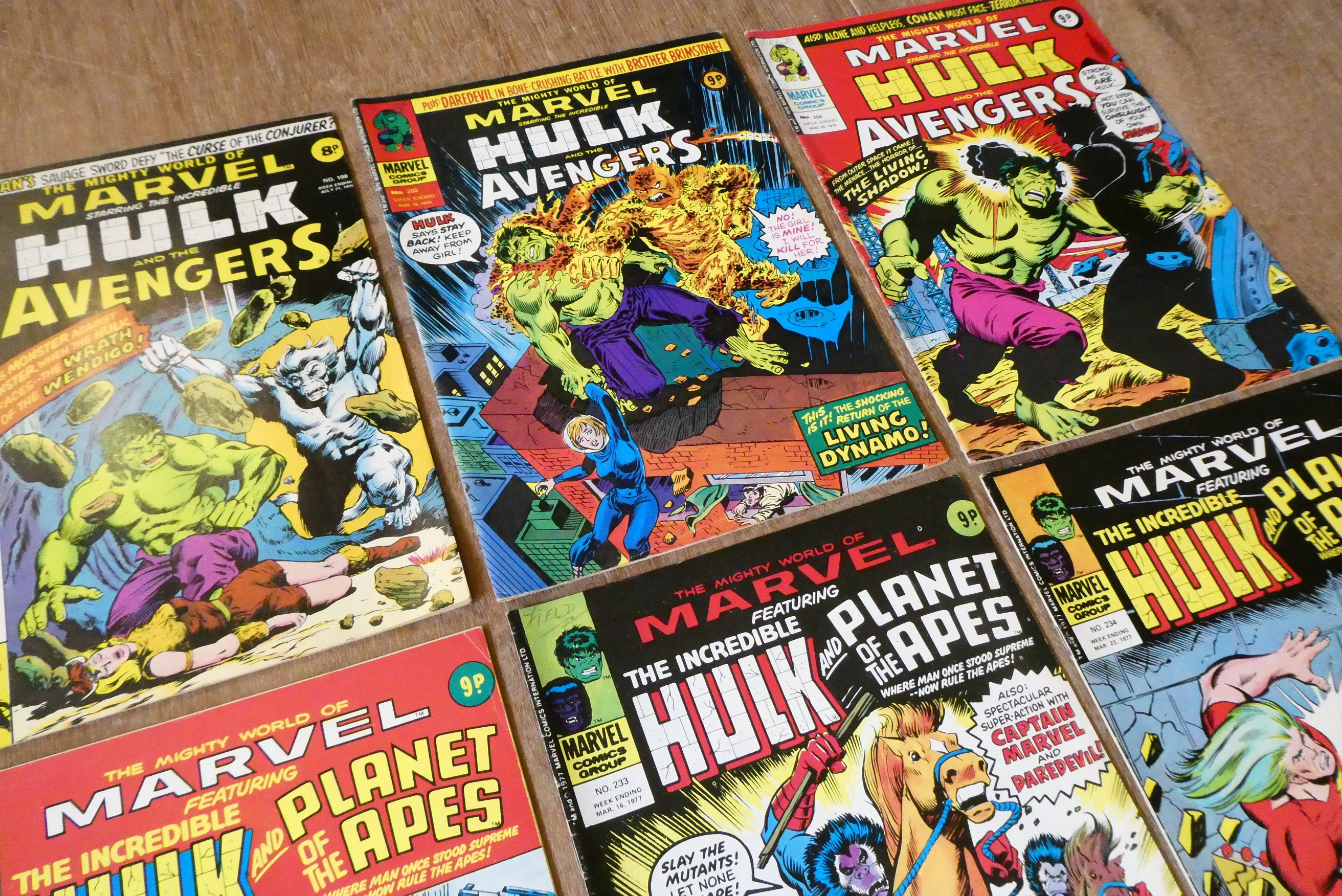 A collection of Fantastic Four and Hulk Marvel comics Image