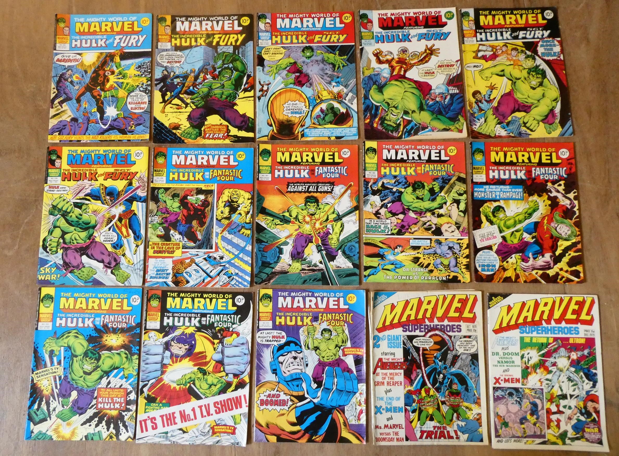 A collection of Fantastic Four and Hulk Marvel comics Image