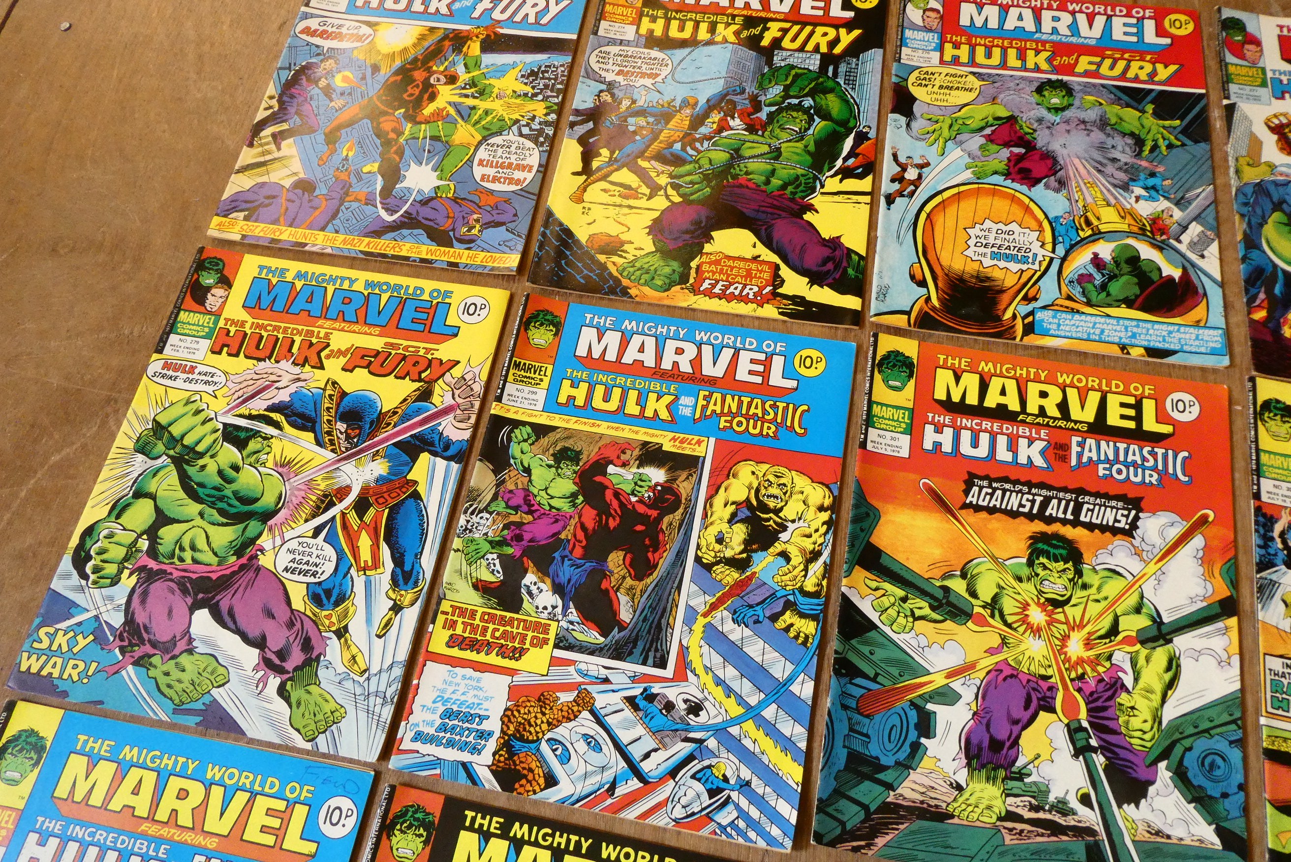 A collection of Fantastic Four and Hulk Marvel comics Image