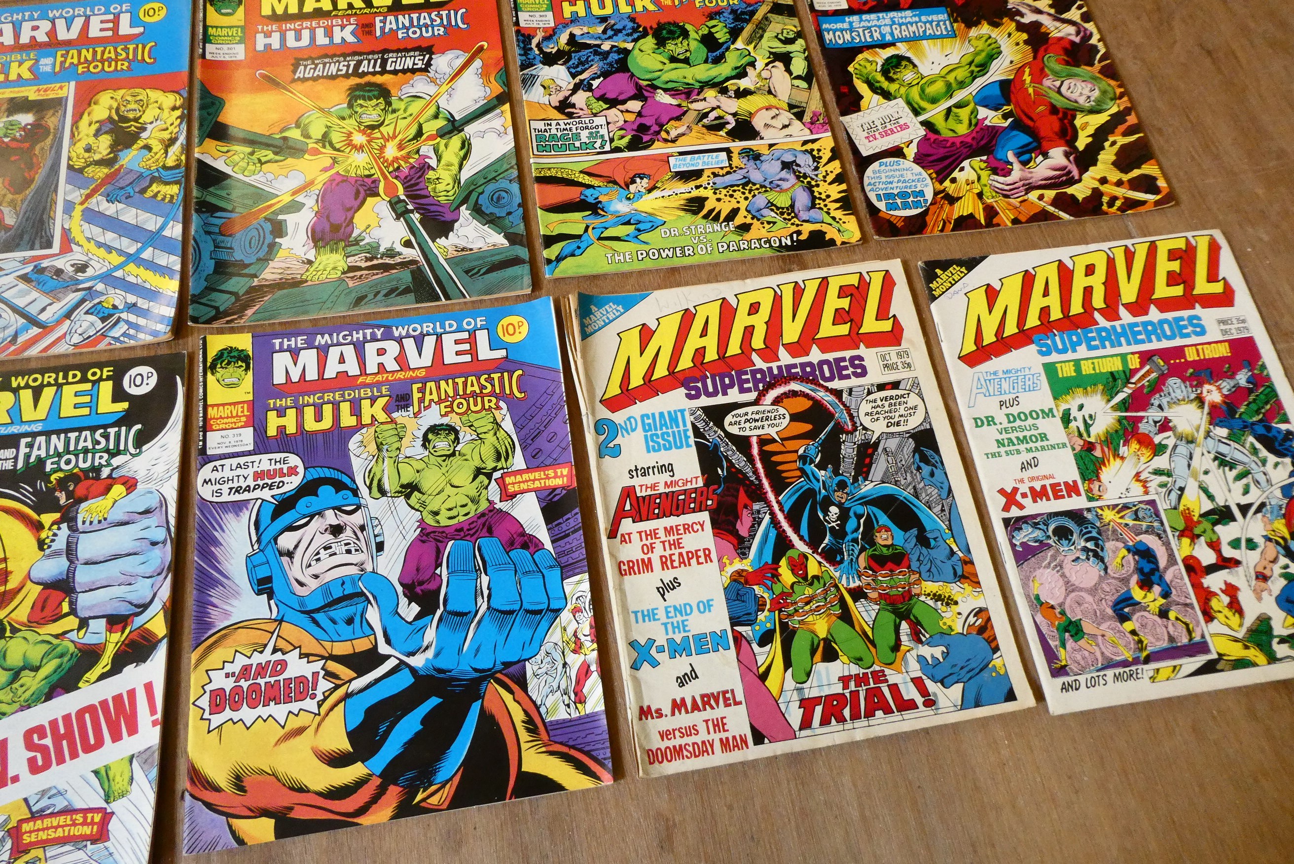 A collection of Fantastic Four and Hulk Marvel comics Image