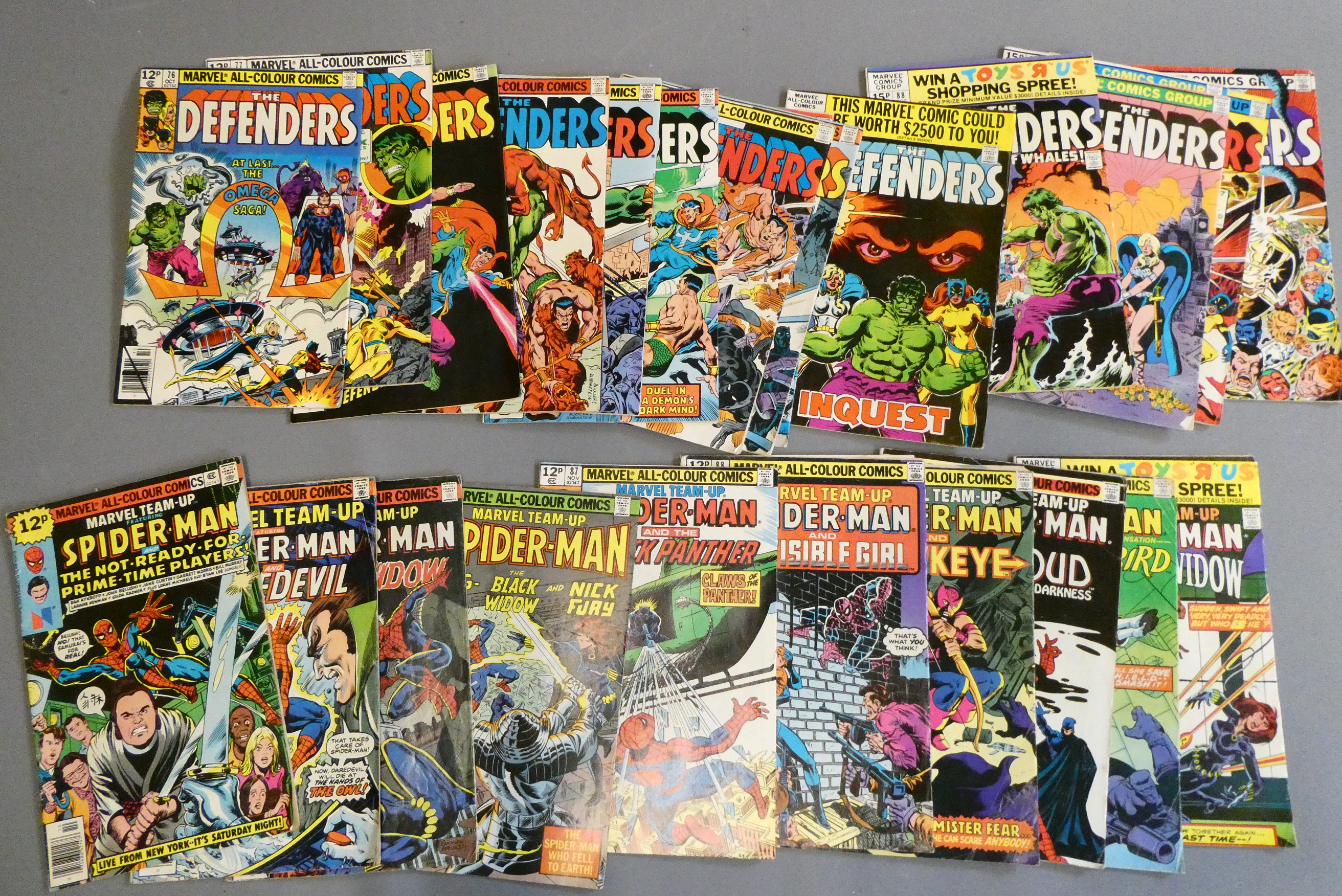 A collection of 26 Marvel comics from the late 1970s and 1980s, comprising 16 The Defenders and 19 Image