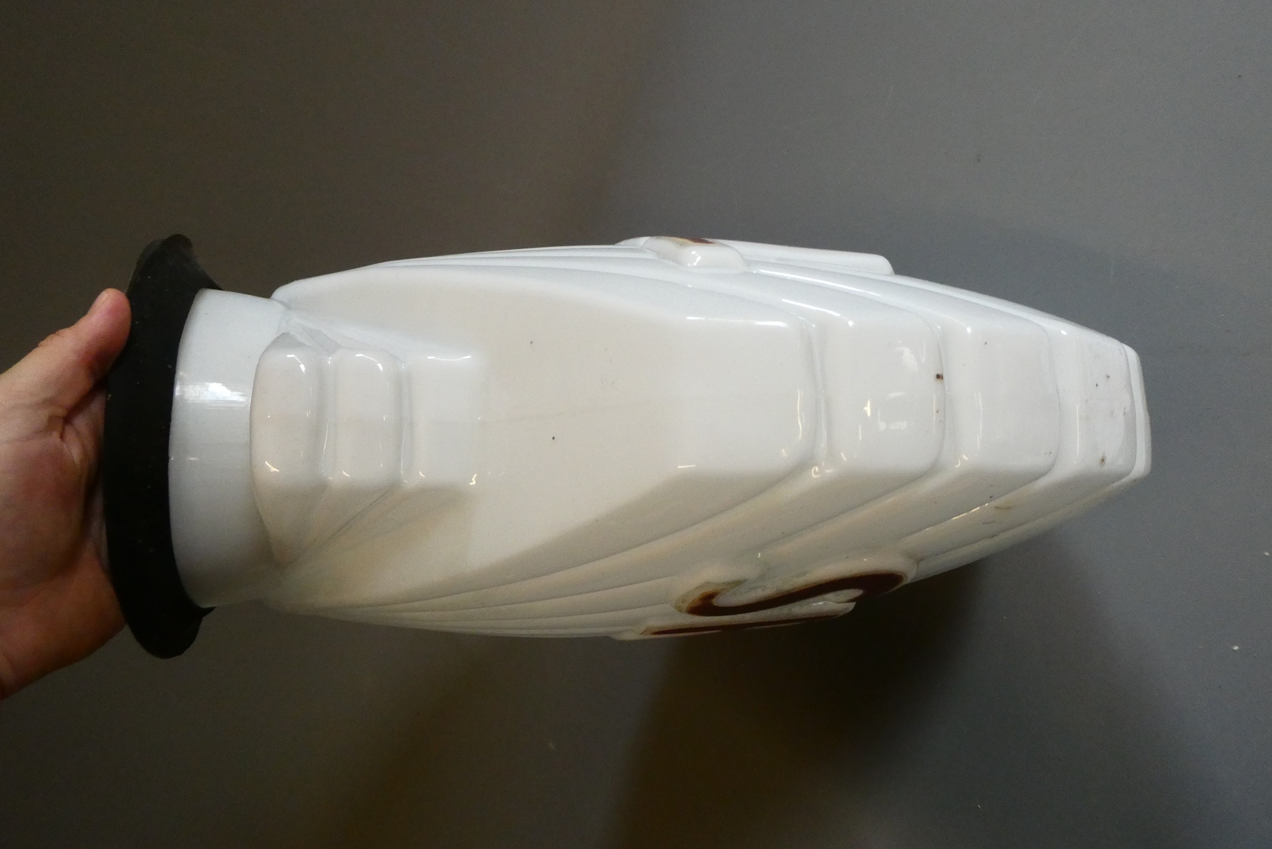 Shell petrol pump glass globe, of shell form with raised lettering, marked internally "PROPERTY OF Image