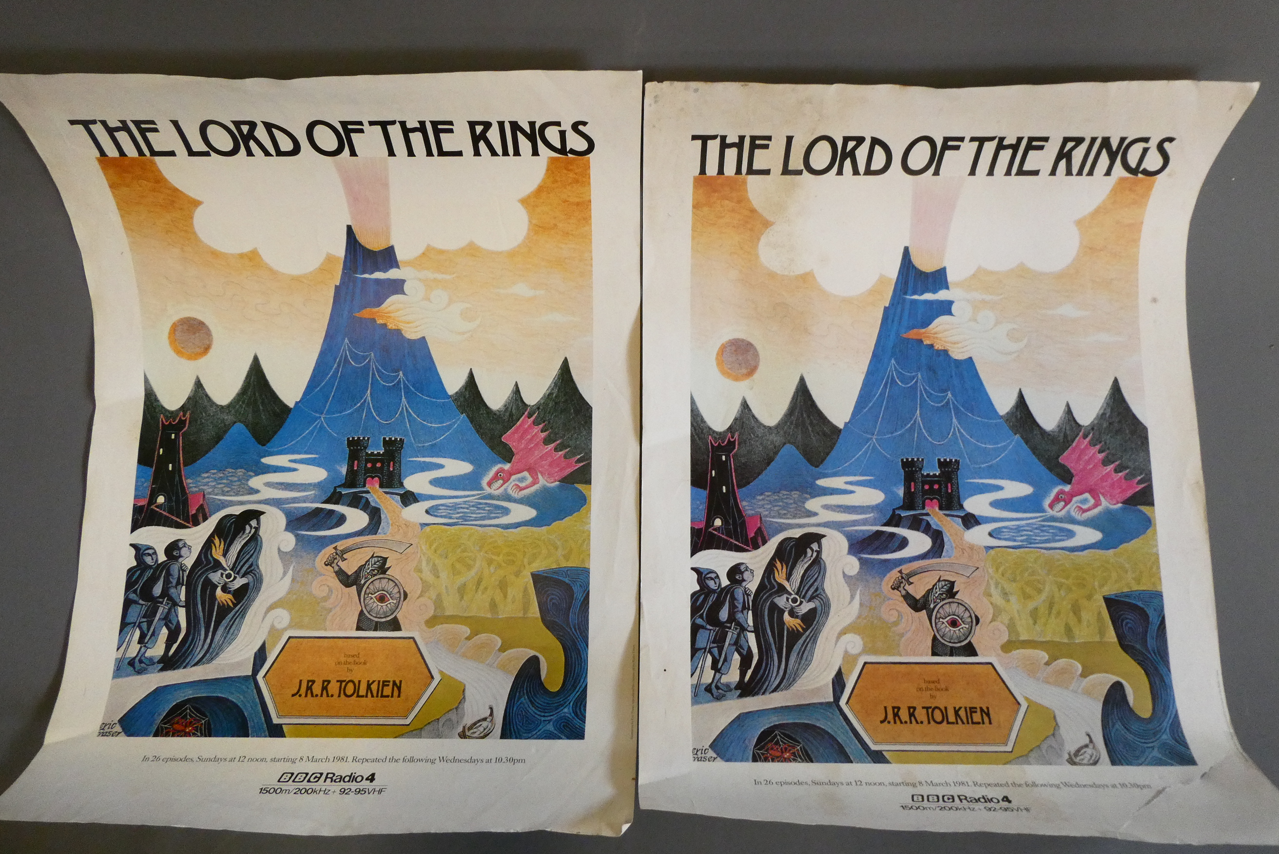 Two Lord Of The Rings BBC Radio 4 posters from 1981, illustrated by Eric Fraser, some minor Image