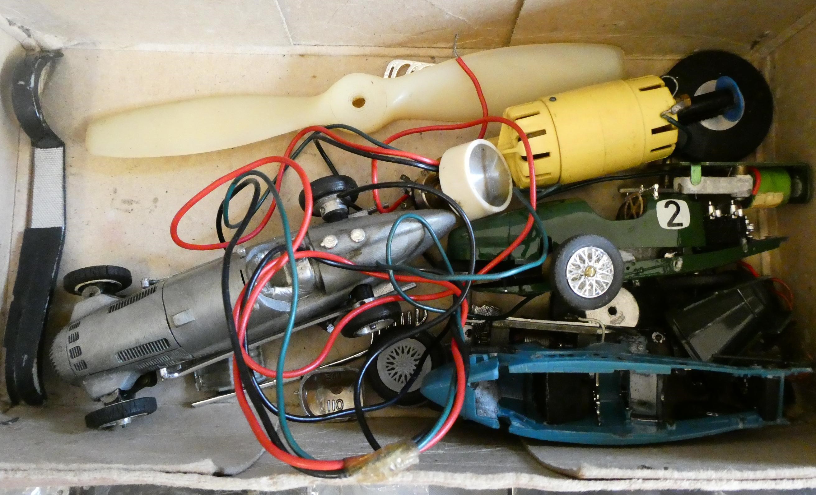 Spare parts and 1:32 slot cars Airfix and others including Bugatti and Cooper Race car, one item Image