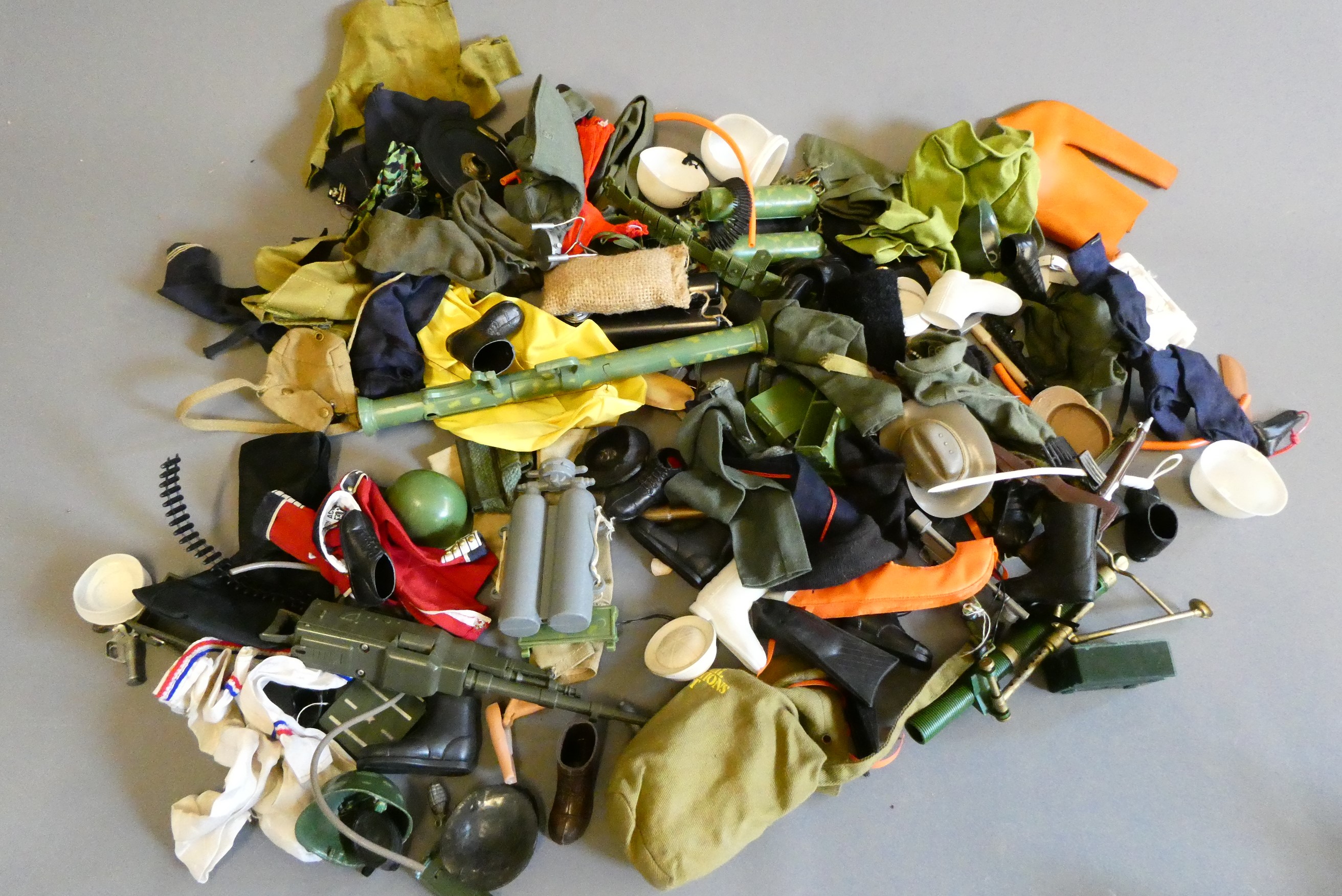 Action dolls including two Action men with fuzzy hair and two similar male dolls Image