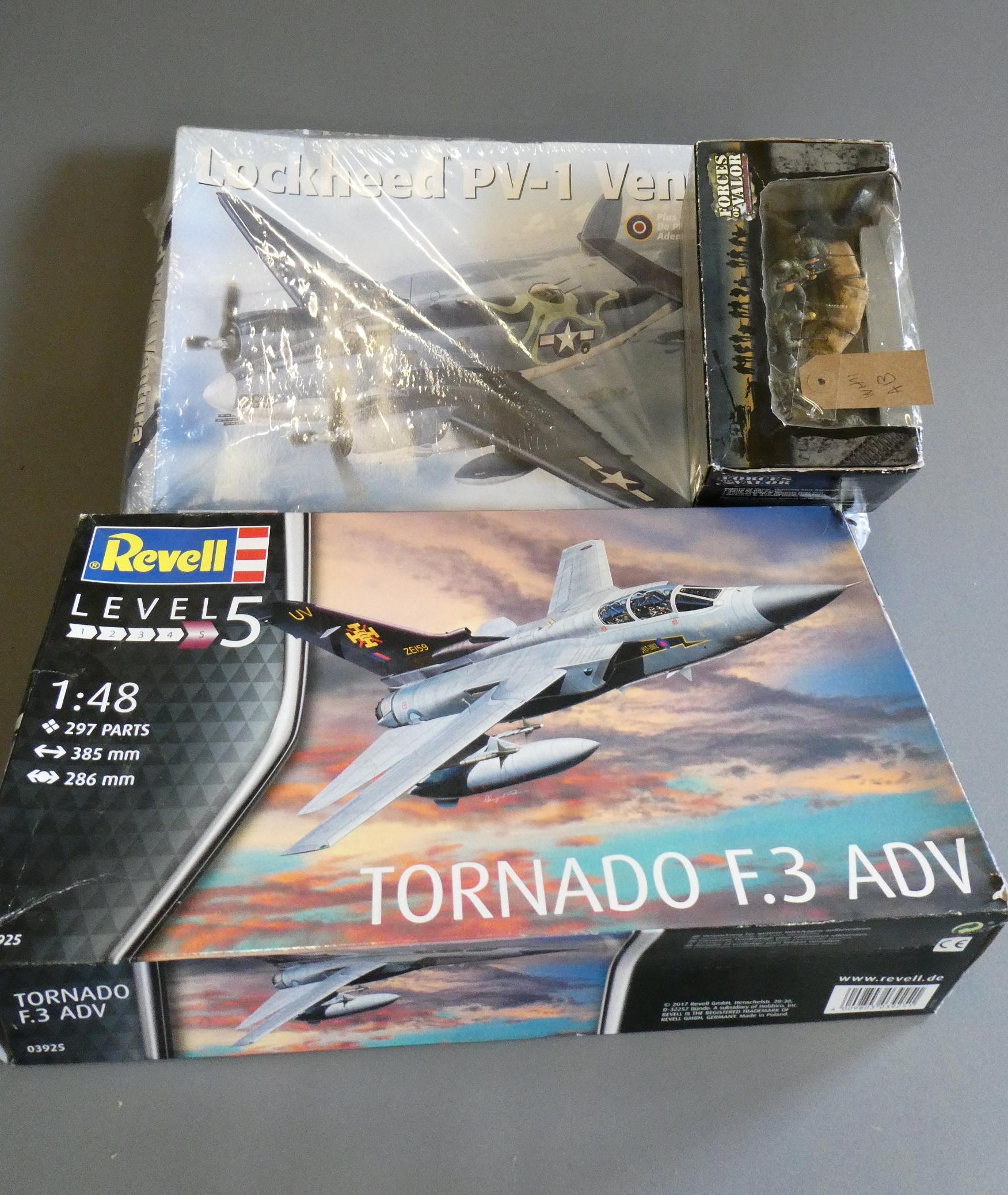 Revell 1:48 scale Tornado F.3 model kit and 1:48 Lockheed PV-1 Ventura kit, both items in sealed Image
