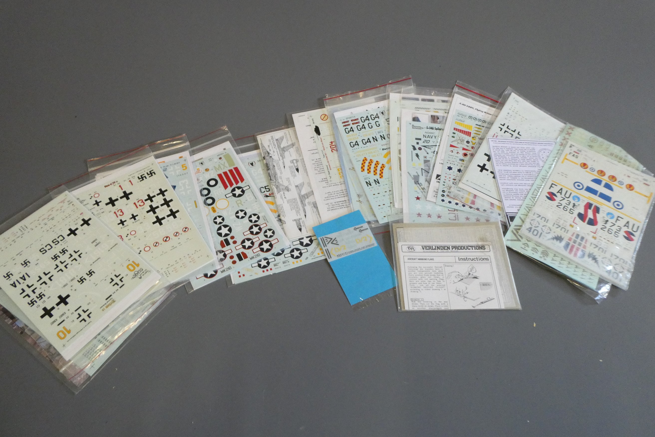 Unused transfer sheets and detail pack for military models, most item aircraft related (Est. plus Image