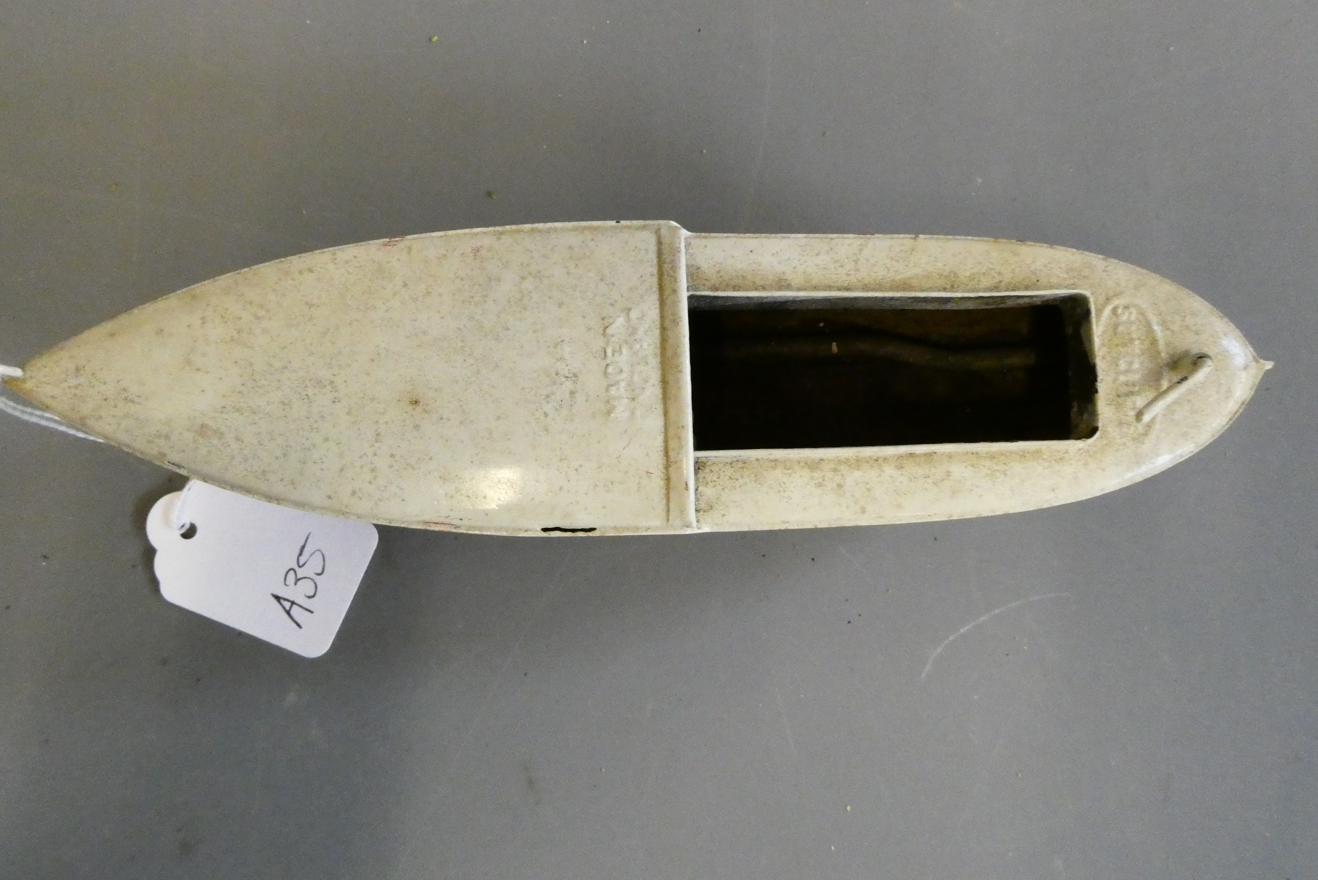 Sutcliffe models small hot air launch, some over painting to hull, aging to boat deck, spirit burner Image