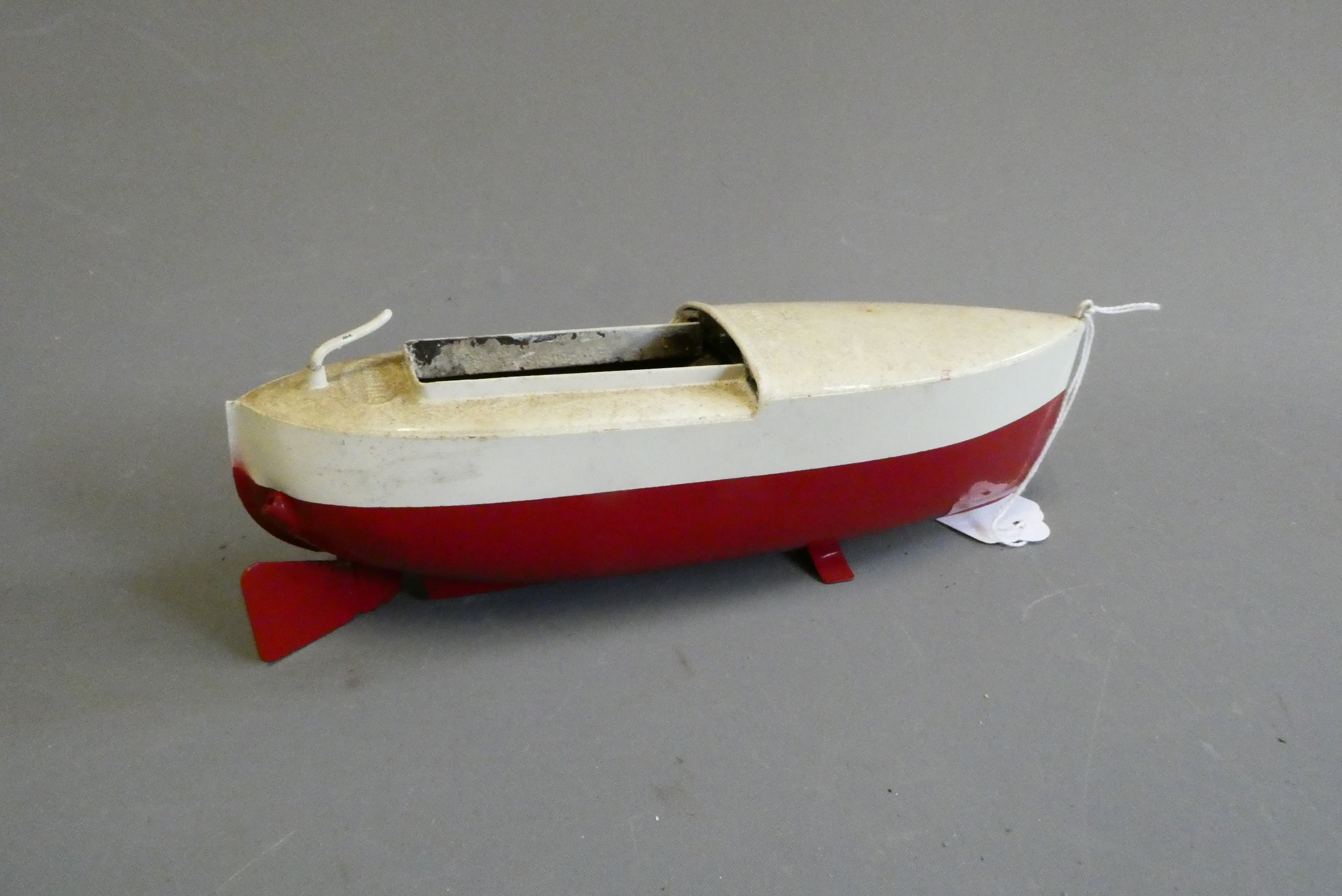 Sutcliffe models small hot air launch, some over painting to hull, aging to boat deck, spirit burner Image