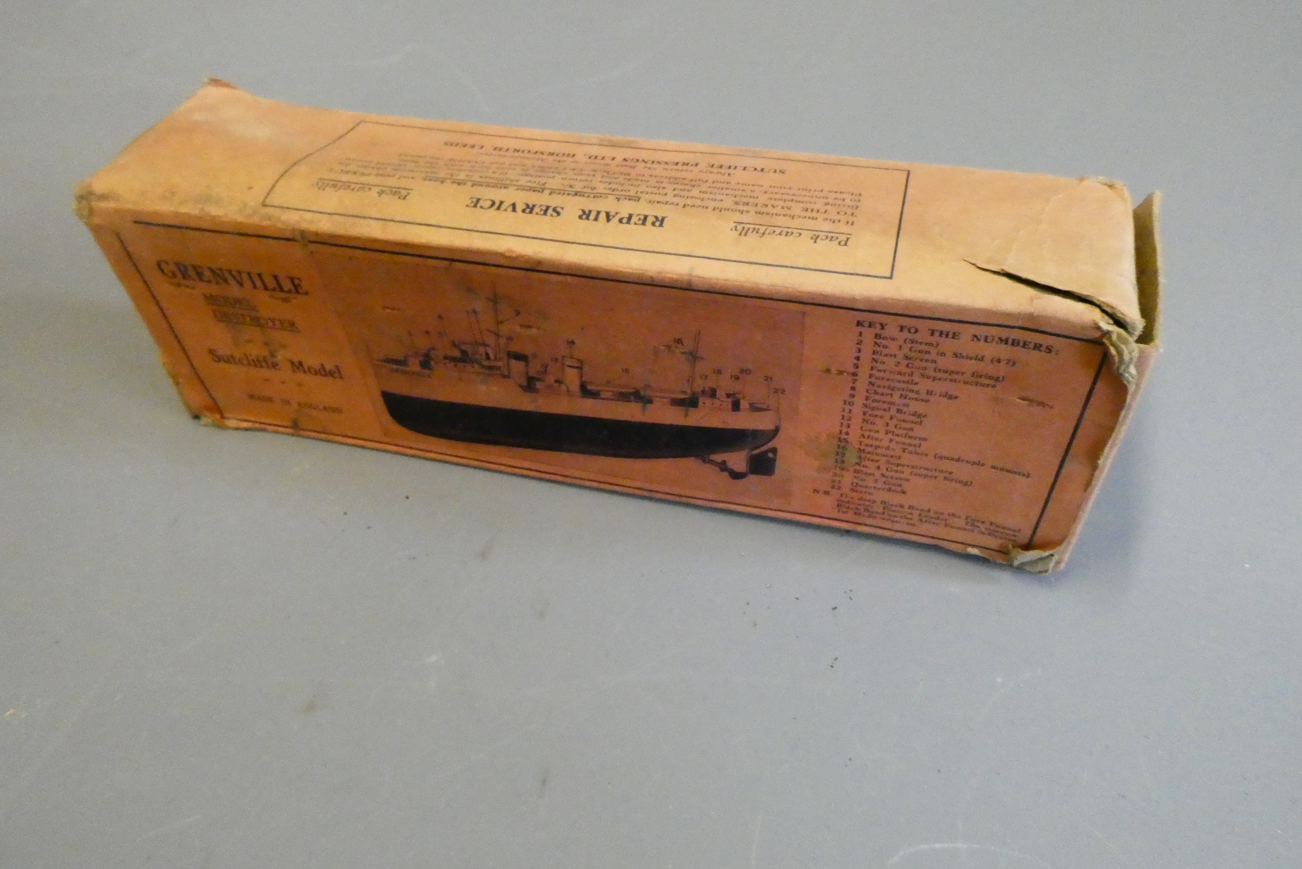 Sutcliffe models scarce Grenville model Destroyer. Some minor paint loss and rusting to deck Image