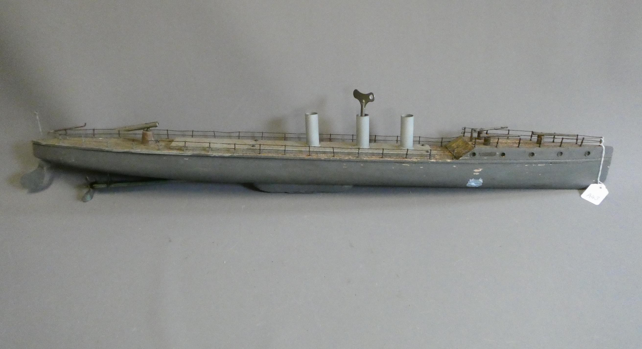 Clockwork wood and tin model destroyer Image