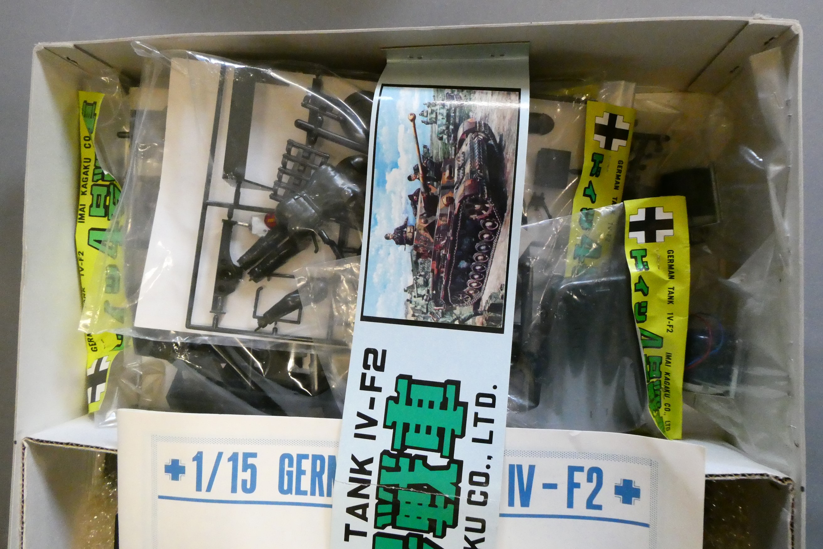 Rare Imai 1:15 scale German MK IV tank kit for radio control. Box excellent, kit appears factory Image