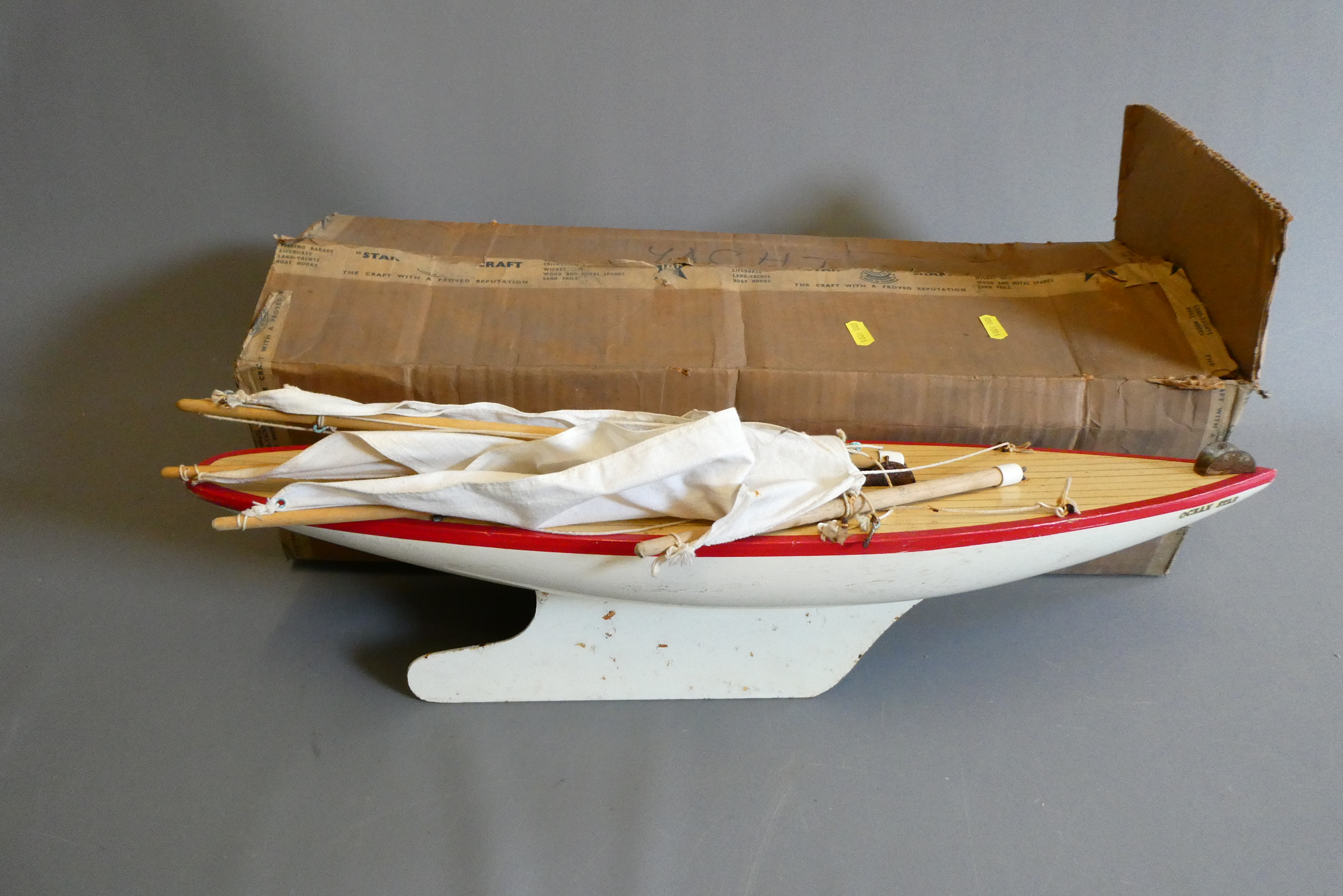 An uncommon large sized Star sailing pond yacht 'Ocean Star' finished in red/white with sails. Some Image