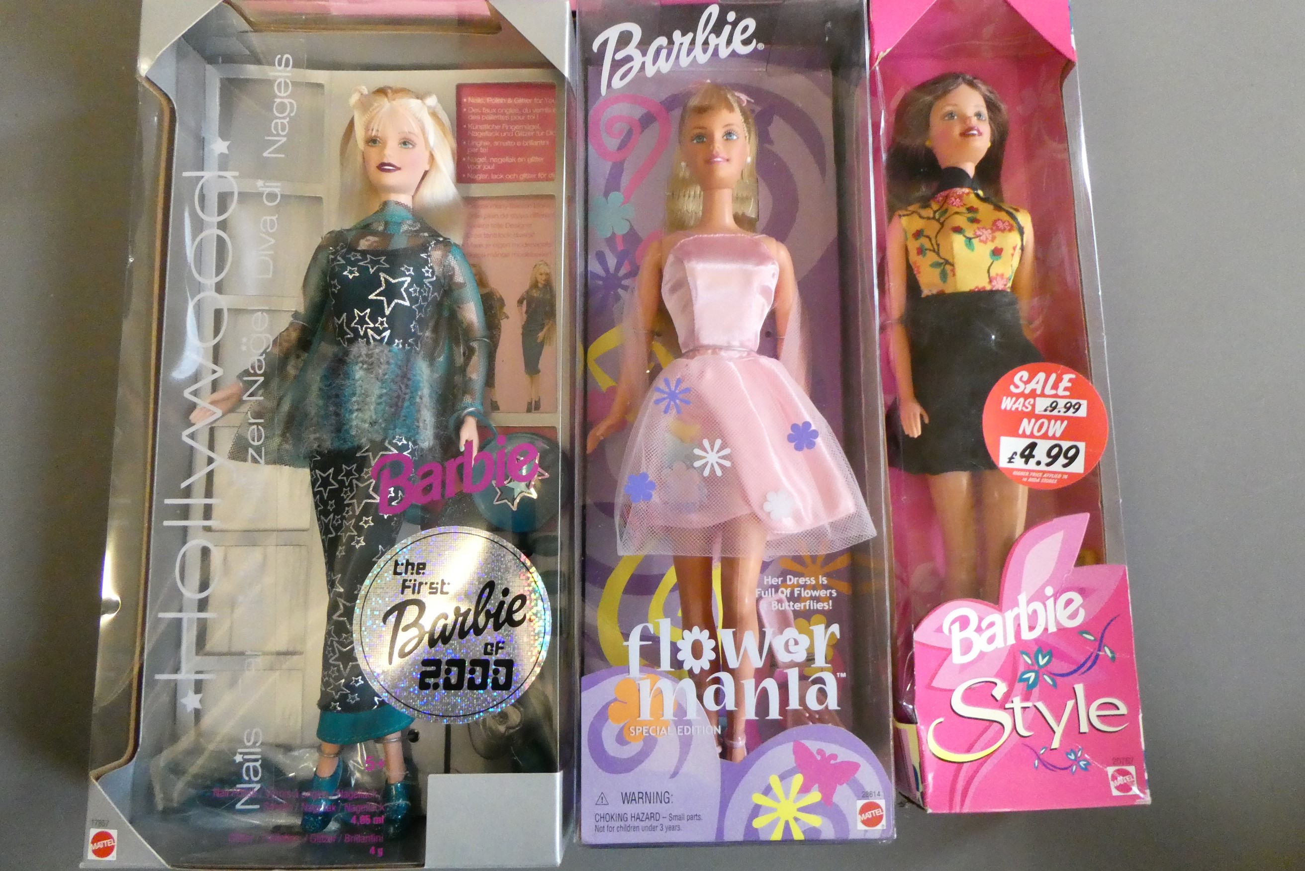 Five boxed Barbie dolls, comprising The Diamond Castle, Flower Mania, Style, Hollywood (first Barbie Image
