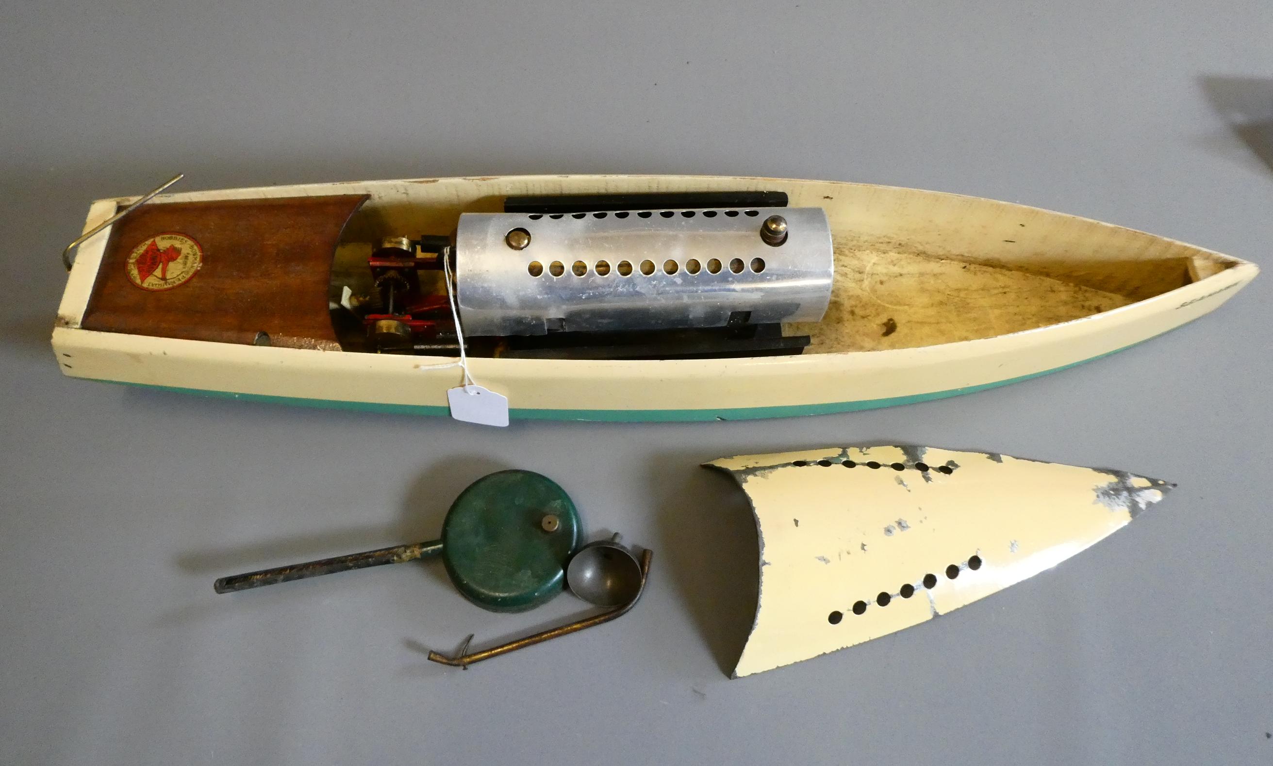 Bowman steamboat SEAHAWK fitted with twin cylinder spirit fired steam engine. Some minor paint loss, Image