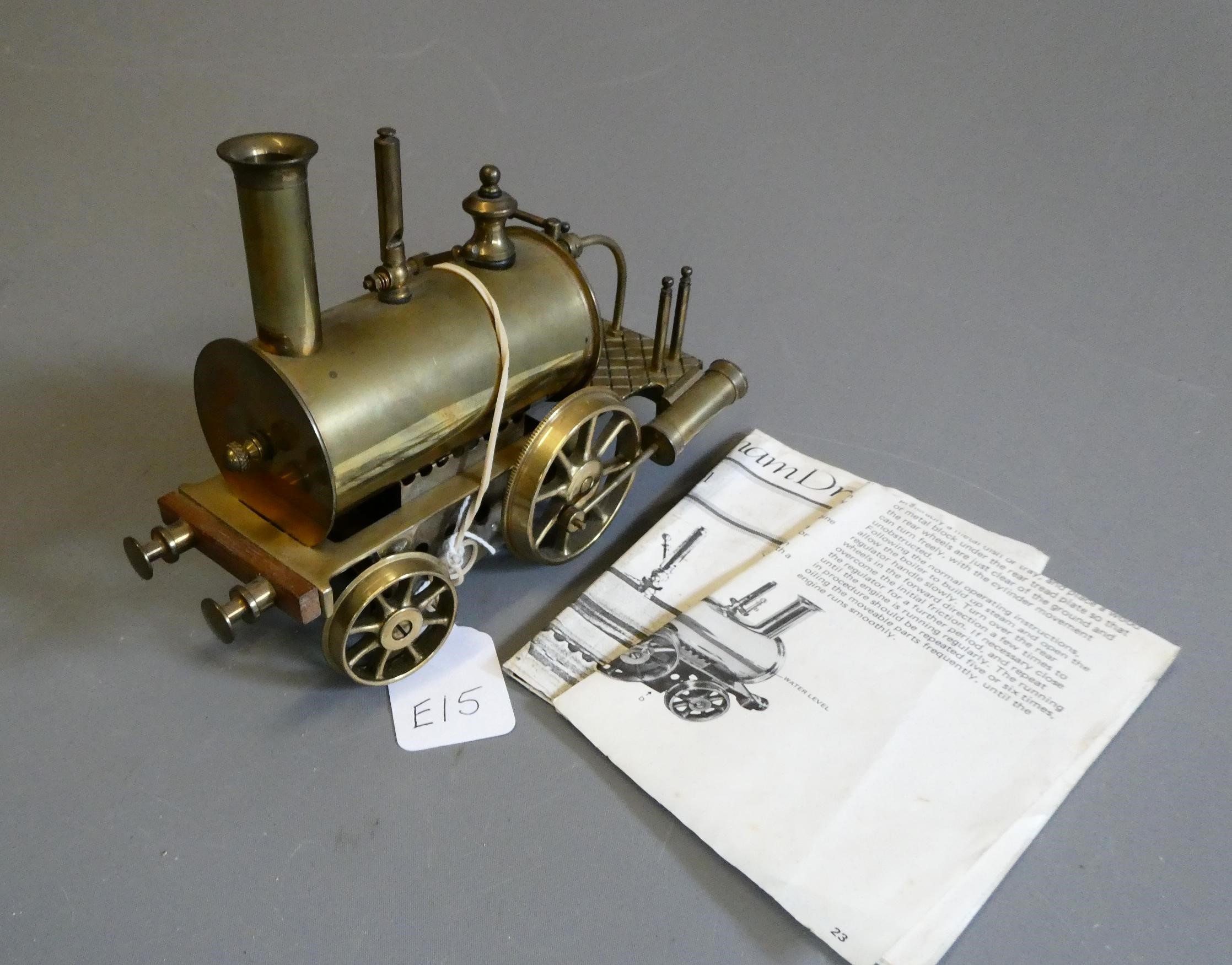 Maxwell Hemmens brass Birmingham Dribbler steam locomotive with operating instructions, good (Est. Image